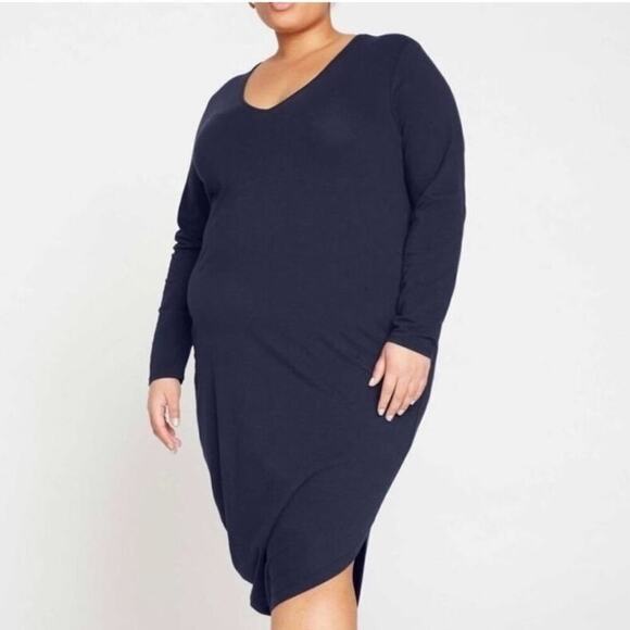 NWT Universal Standard Geneva Navy Blue Long Sleeve Midi Dress Size 14/16 - Picture 2 of 11